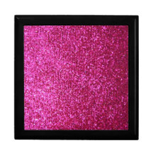 Faux Hot Pink Glitter Trinket Boxes