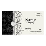 faux lace black grey damask pattern business card