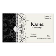 faux lace black grey damask pattern business card