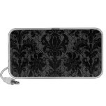 faux lace black grey damask pattern design mp3 speakers