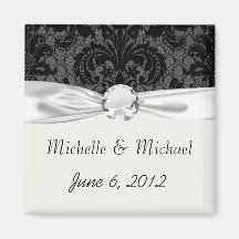faux lace black grey damask pattern fridge magnet