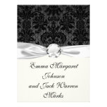 faux lace black grey damask pattern personalized invitation