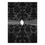 faux lace black grey damask pattern personalised announcement