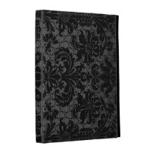 faux lace black grey damask pattern iPad case