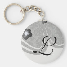 faux lace black grey damask pattern keychains
