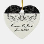 faux lace black grey damask pattern christmas ornaments