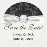 faux lace black grey damask pattern round stickers