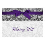 Faux lace ribbon purple black wishing well cards business card templates