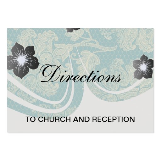 faux lace teal and cream floral damask pattern business card