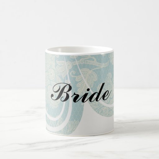 faux lace teal and cream floral damask pattern mugs