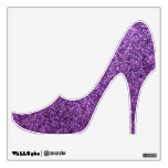 Faux Purple Glitter high heel shoe wall decal