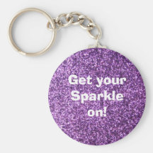 Faux Purple Glitter Key Chains