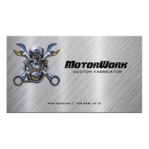 Faux Stainless Steel Motorcycle Business Card business cards