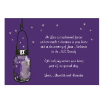 Favour Donation Card Fireflies & Mason Jar Business Card Template