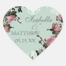 Favour Gift Stickers or Seals, Trellis Rose Vintag