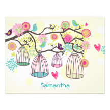 Feathered Friends Spring Flat Notecard Custom Invites