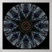 Feathered Stained-Glass Mandala Posters
