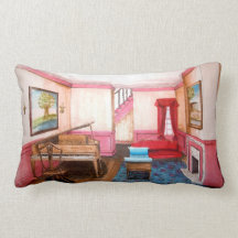 Federal Style Rendered Perspective Of Room With Pi Throw Pillows