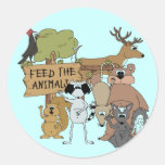 Feed the Animals Round Stickers