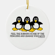Feel the burning stare of the penguins christmas ornament