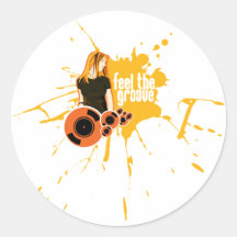 Feel The Groove - DJ Disc Jockey Music Round Sticker