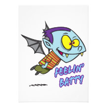 feeling batty funny vampire kid toon custom invitation