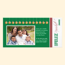 Feliz Navidad Spanish Holiday Photocard (green) photo cards