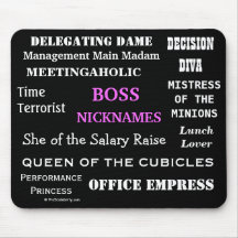 FEMALE BOSS Nicknames Funny Job Titles & Insults! Mouse Mats