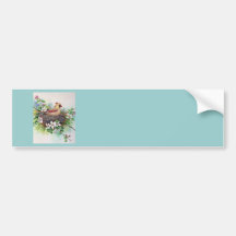 Female Cardinal Redbird in Nest Bumper Stickers
