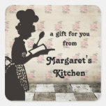 Female chef silhouette baking gift tag label stickers