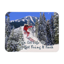 Female Downhill Skiier Motivate Fridge Magnet