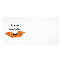 Female Firefighter Tattoos Personalised Photo Card