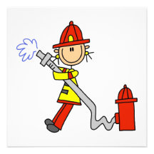 Female Firefighter With Hose T-shirts and Gifts Personalized Invitation