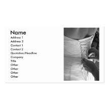 Female hand lacing up wedding dress back business card template