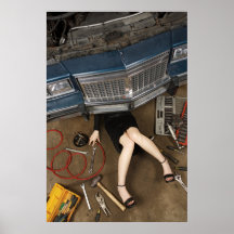 female mechanic fixing stuff print
