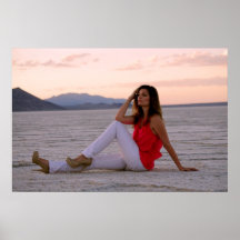 Female model in a desert poster