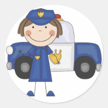 Female Police Officer Tshirts and Gifts Round Sticker