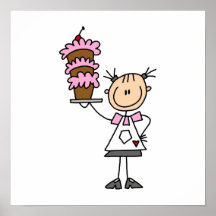 Female Stick Figure Baker Poster