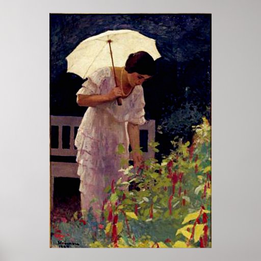 Female with Umbrella Posters