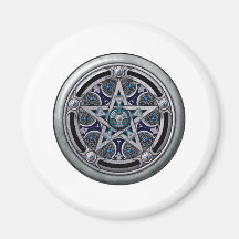 Feminine Silver Pagan Pentacle Magnets
