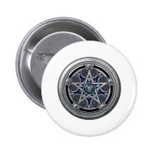 Feminine Silver Pagan Pentacle Pinback Buttons