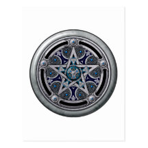 Feminine Silver Pagan Pentacle Post Cards