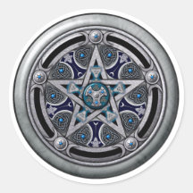 Feminine Silver Pagan Pentacle Sticker
