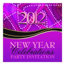 Femme Abstract Purple Pink New Year Party Personalised Announcements