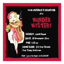 Femme Fatale black Murder Mystery Invitation
