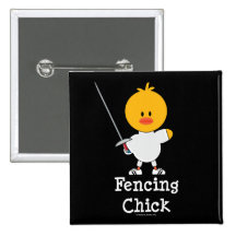 Fencing Chick Button