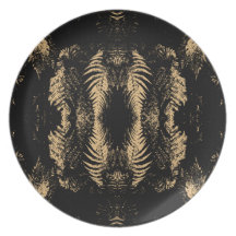 Fern Pattern in Black and Brown. Dinner Plate