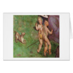 Ferret frolicking with angels greeting card