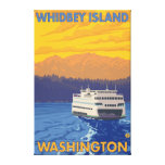 Ferry and Mountains - Whidbey Island, Washington Gallery Wrap Canvas