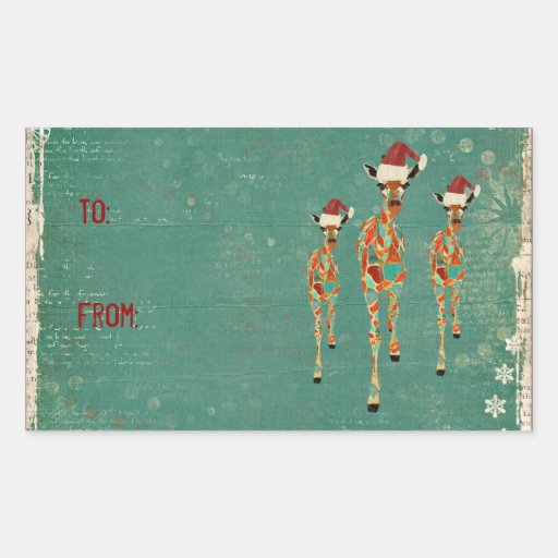 Festive Amber & Azure Giraffes Gift Sticker